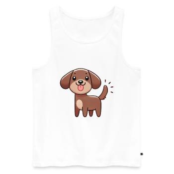 Chien de dessin animé heureux avec queue qui remue - Débardeur bio Premium Homme - blanc - Devant - AI Model Male 178 light (178cm)