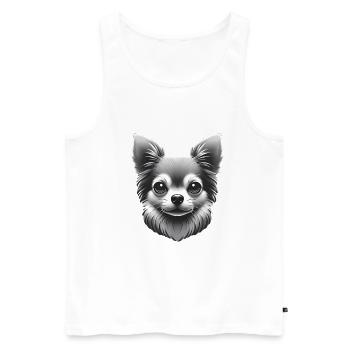 Chihuahua Grayscale Art TShirt Design - Men's Premium Organic Tank Top - white - Front - AI Model Male 178 light (178cm)