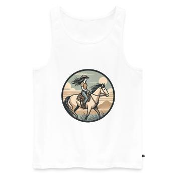Badge graphique d’équitation vintage - Débardeur bio Premium Homme - blanc - Devant - Michal (187cm)