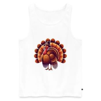 Thanksgiving Türkei mit PilgerhutThanksgiving - Männer Premium Bio Tank Top - Weiß - Vorne - Michal (187cm)