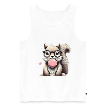 Cool Squirrel with Bubblegum Glasses - Men's Premium Organic Tank Top - white - Front - AI Model Male 178 light (178cm)