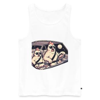 Cool poulets Road Trip Illustration - Débardeur bio Premium Homme - blanc - Devant - AI Model Male 178 light (178cm)