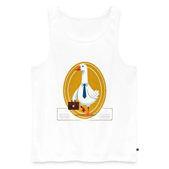 Serious Goose en costume avec mallette - Débardeur bio Premium Homme - blanc - Devant - AI Model Male 178 light (178cm)