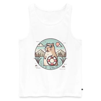 Chill Capybara Beach Vibes Design - Débardeur bio Premium Homme - blanc - Devant - AI Model Male 178 light (178cm)