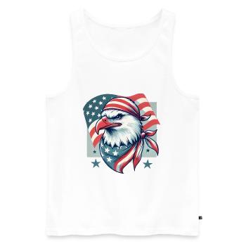 Aigle patriotique avec drapeau américain - Débardeur bio Premium Homme - blanc - Devant - Michal (187cm)