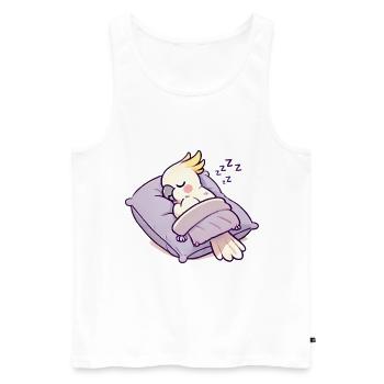 cacatoès endormi conception de dessin animé confortable - Débardeur bio Premium Homme - blanc - Devant - Michal (187cm)