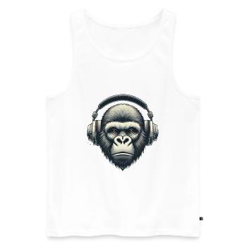 Gorilla mit Kopfhörern Künstlerisches Design - Männer Premium Bio Tank Top - Weiß - Vorne - AI Model Male 178 light (178cm)
