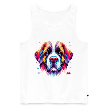 Colorful Geometric Dog Face Art - Men's Premium Organic Tank Top - white - Front - AI Model Male 178 light (178cm)