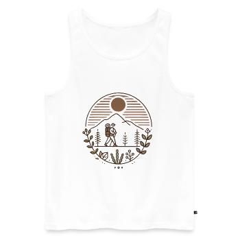 Illustration de randonneur de montagne paisible - Débardeur bio Premium Homme - blanc - Devant - AI Model Male 178 light (178cm)