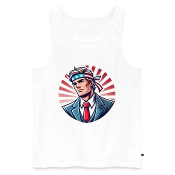 Patriotic Hero with Flag Headband - Men's Premium Organic Tank Top - white - Front - AI Model Male 178 light (178cm)