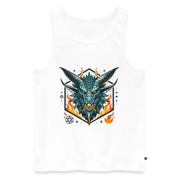Fierce Flaming Dragon Head Badge - Men's Premium Organic Tank Top - white - Front - AI Model Male 178 light (178cm)
