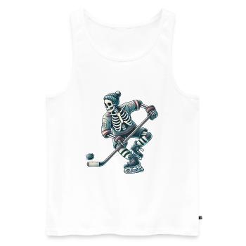 Skull Hockey Player in Action - Men's Premium Organic Tank Top - white - Front - Michal (187cm)