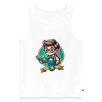 Teach-Modus Ein - Männer Premium Bio Tank Top - Weiß - Vorne - AI Model Male 178 light (178cm)
