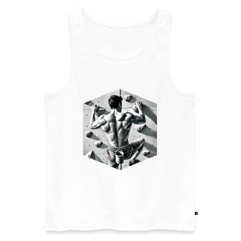 Grayscale Rock Climber Illustration - Men's Premium Organic Tank Top - white - Front - AI Model Male 178 light (178cm)