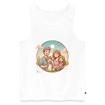 Conception d’illustration de famille heureuse - Débardeur bio Premium Homme - blanc - Devant - AI Model Male 178 light (178cm)