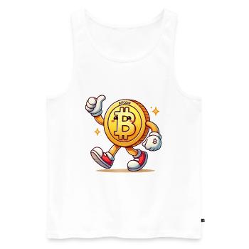 Verspielte Bitcoin-Münze-Cartoon-Figur - Männer Premium Bio Tank Top - Weiß - Vorne - AI Model Male 178 light (178cm)
