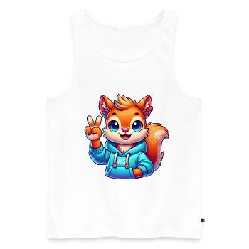 Peaceful Cartoon Squirrel in Hoodie - Men's Premium Organic Tank Top - white - Front - Michal (187cm)