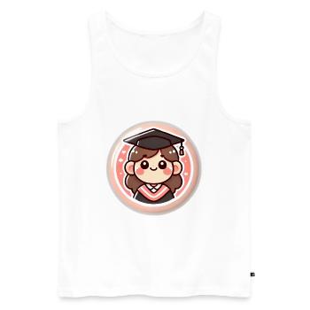 Conception de badge de dessin animé de graduation - Débardeur bio Premium Homme - blanc - Devant - Michal (187cm)