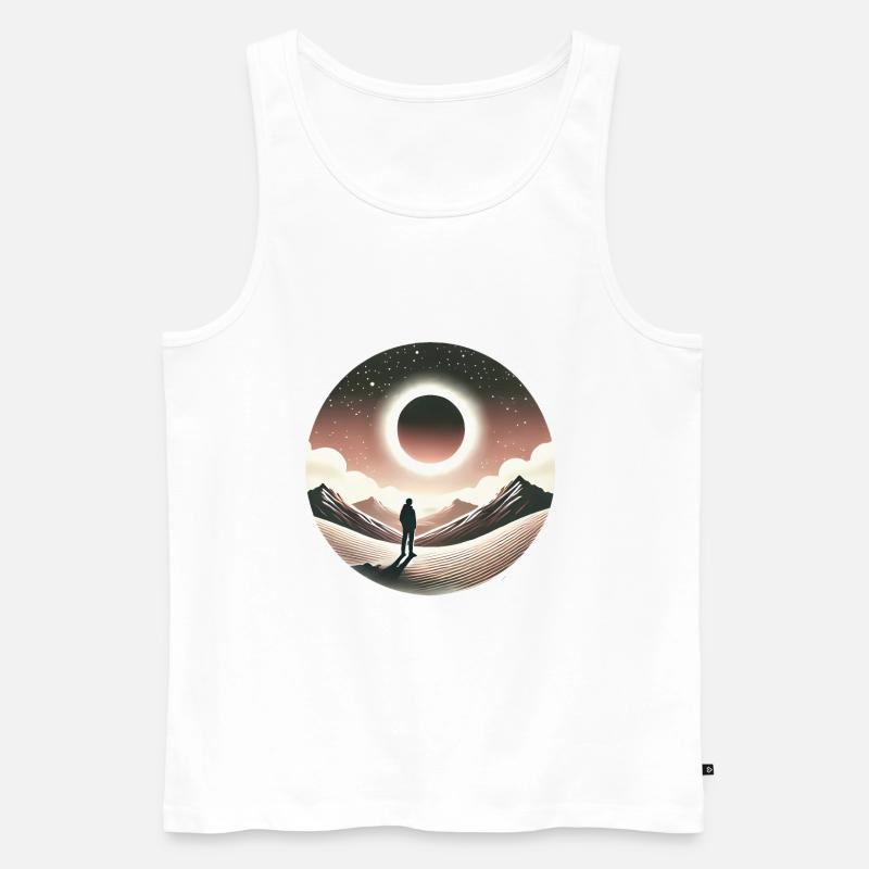 Eclipse Gaze Silhouette Design - Männer Premium Bio Tank Top - Weiß