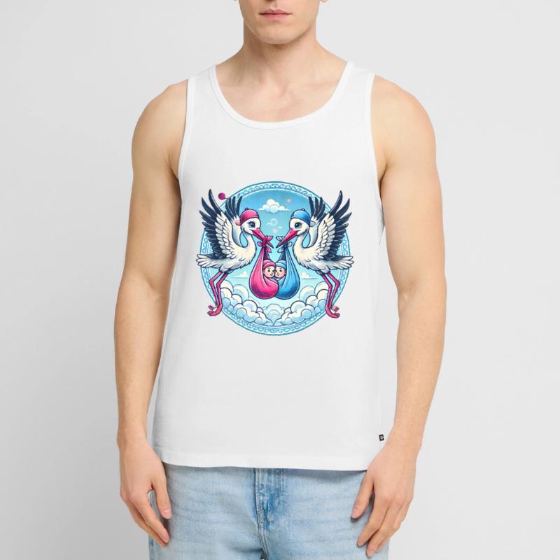 Rosa oder Blauer Storch Baby Bundle Design Männer Premium Bio Tank Top