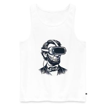 Lincoln dans le casque VR au design rétro - Débardeur bio Premium Homme - blanc - Devant - AI Model Male 178 light (178cm)