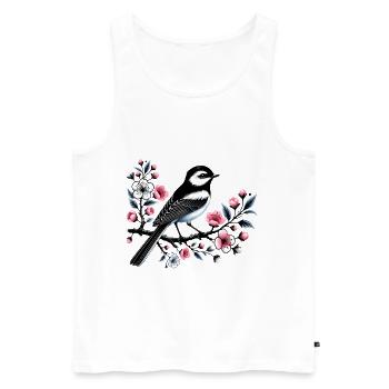 Chicadee on Blossoming Branch Design - Men's Premium Organic Tank Top - white - Front - AI Model Male 178 light (178cm)