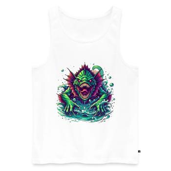 Monstre aquatique Horreur des profondeurs marines - Débardeur bio Premium Homme - blanc - Devant - Michal (187cm)