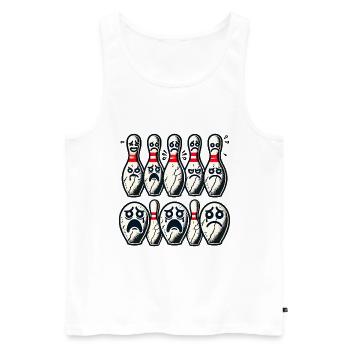 Cartoon Bowling Pins im Chaos - Männer Premium Bio Tank Top - Weiß - Vorne - Michal (187cm)