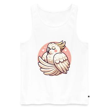 Cozy Sleeping Cockatoo Cartoon Design - Men's Premium Organic Tank Top - white - Front - Michal (187cm)