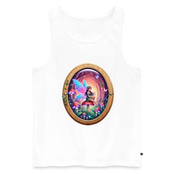 Fee auf einem Regenbogenpilz Design - Männer Premium Bio Tank Top - Weiß - Vorne - Michal (187cm)