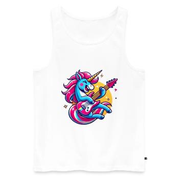 Conception de guitare licorne à bascule - Débardeur bio Premium Homme - blanc - Devant - AI Model Male 178 light (178cm)