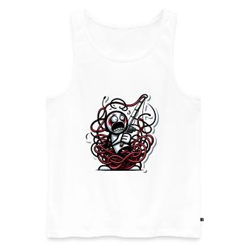 Funny Tangled Fishing Line Cartoon - Men's Premium Organic Tank Top - white - Front - AI Model Male 178 light (178cm)