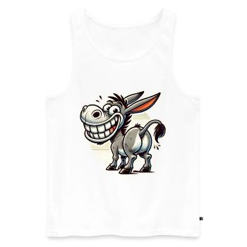 Drôle d’âne dessin animé Rétro Autocollant Design - Débardeur bio Premium Homme - blanc - Devant - AI Model Male 178 light (178cm)