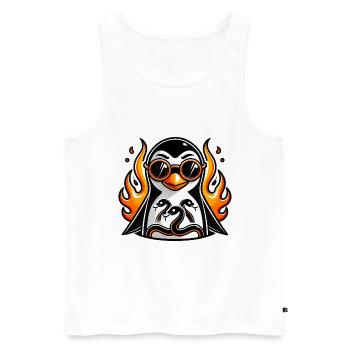 Cool Penguin on Fire Chill Vibes - Men's Premium Organic Tank Top - white - Front - Michal (187cm)