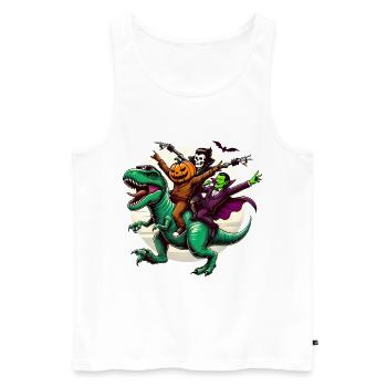 Spooky Trio Riding TRex Halloween Fun - Men's Premium Organic Tank Top - white - Front - Michal (187cm)