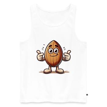 Drôle d’amande dessin animé lait blague design - Débardeur bio Premium Homme - blanc - Devant - AI Model Male 178 light (178cm)
