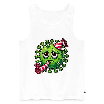 Sad Germ Party Sticker Design - Men's Premium Organic Tank Top - white - Front - AI Model Male 178 light (178cm)