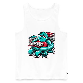 Exhausted Book Lover Cartoon Design - Men's Premium Organic Tank Top - white - Front - Michal (187cm)