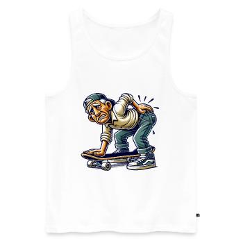 Funny Older Skater Cartoon Design - Men's Premium Organic Tank Top - white - Front - Michal (187cm)