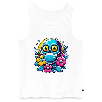 Toter Innerer Schädel mit Regenbogenblumen - Männer Premium Bio Tank Top - Weiß - Vorne - AI Model Male 178 light (178cm)
