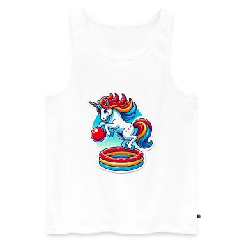 Bunter Einhorn Pool Bounce Spaß - Männer Premium Bio Tank Top - Weiß - Vorne - Michal (187cm)