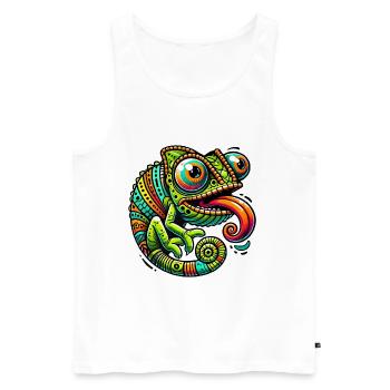 Chameleon Power Cartoon Design - Men's Premium Organic Tank Top - white - Front - Michal (187cm)