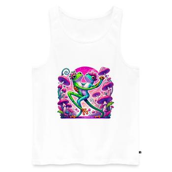 Frogs Dancing Under Mushrooms - Men's Premium Organic Tank Top - white - Front - AI Model Male 178 light (178cm)