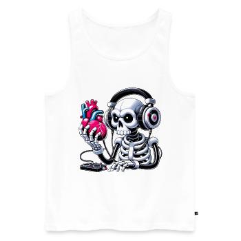 Squelette à l’écoute du design du cœur - Débardeur bio Premium Homme - blanc - Devant - Michal (187cm)