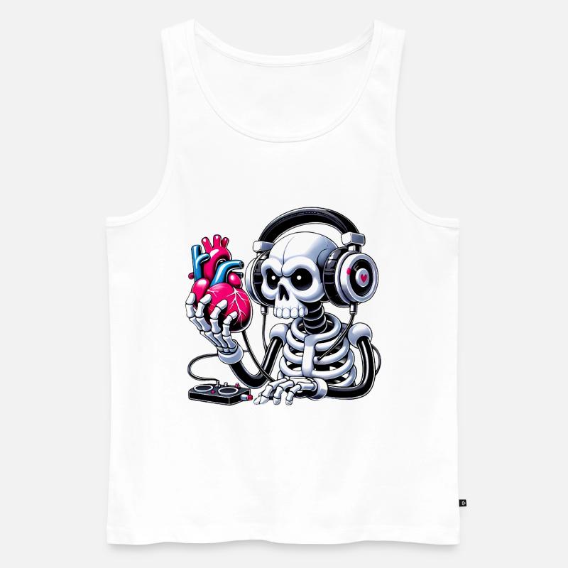 Skelett hört auf Herzdesign - Männer Premium Bio Tank Top - Weiß
