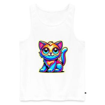 Neon Glow Crazy Katze Design - Männer Premium Bio Tank Top - Weiß - Vorne - AI Model Male 178 light (178cm)