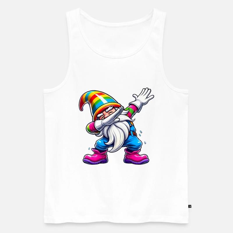 Dabbing Regenbogen Gnome Lustiges Geschenk - Männer Premium Bio Tank Top - Weiß