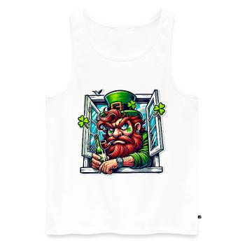Grumpy Leprechaun St Patricks Window - Men's Premium Organic Tank Top - white - Front - Michal (187cm)