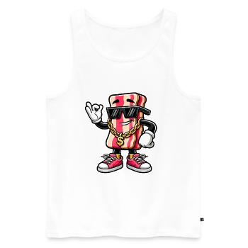 Cool Bacon with Sunglasses Sticker - Men's Premium Organic Tank Top - white - Front - AI Model Male 178 light (178cm)