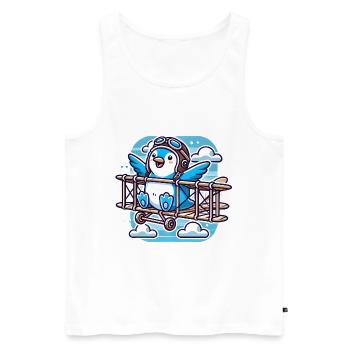 Drôle de pingouin volant, croyez-moi, je m'envole - Débardeur bio Premium Homme - blanc - Devant - AI Model Male 178 light (178cm)
